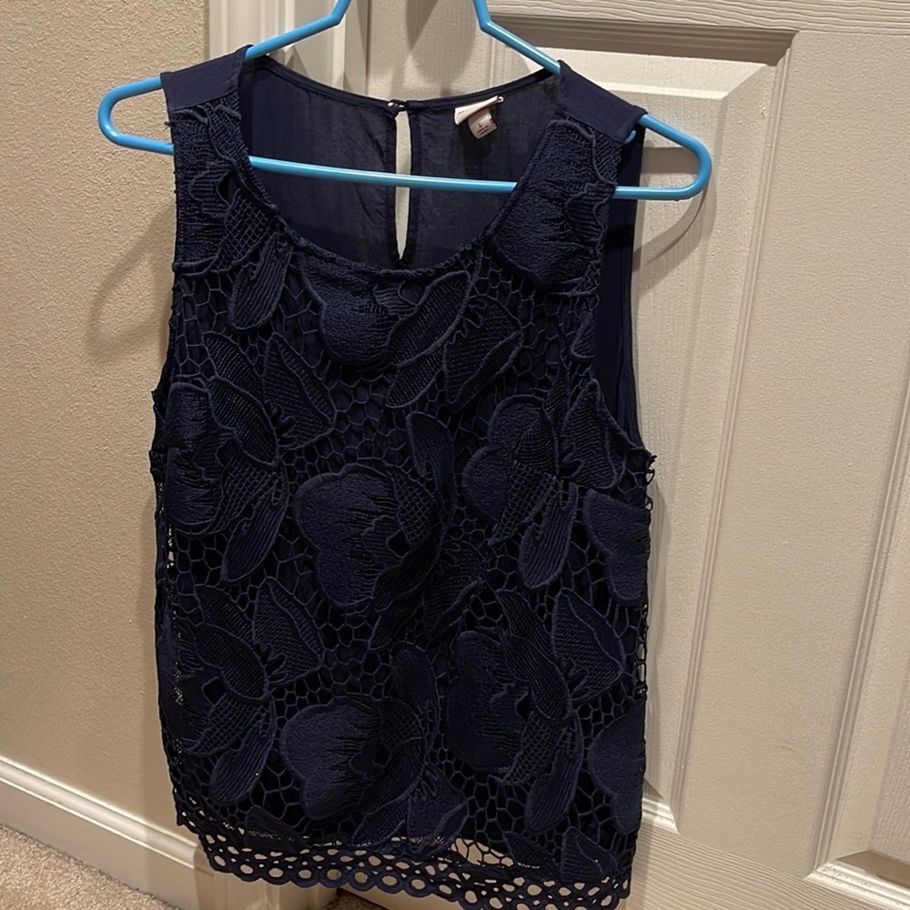 Merona Navy floral tank, size L